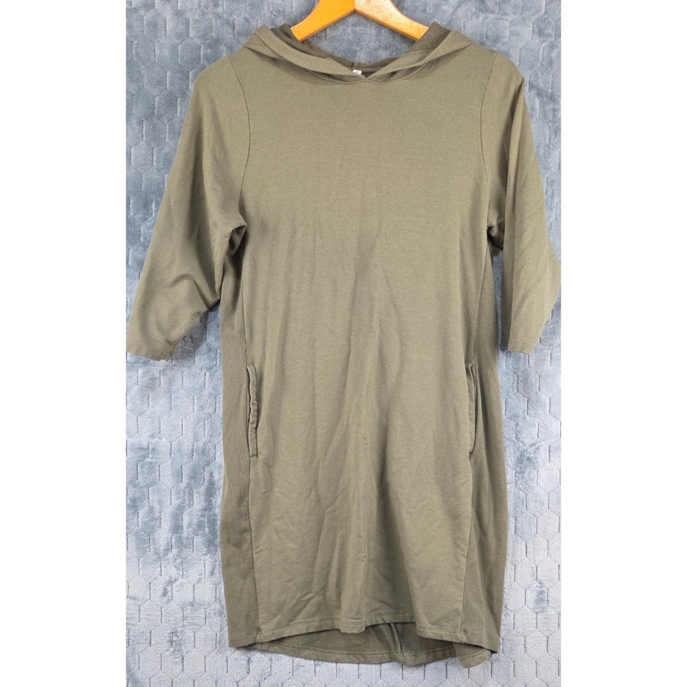 Kinesis Women's Top Long Green Hooded 3/4 Sleeve Cotton Stretch‎ Blend Loose Fit